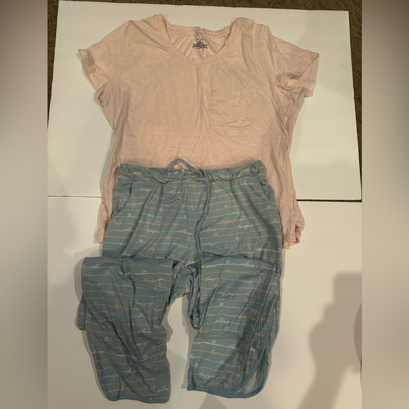 Dillards Women's Pink and Blue Pajama Set - Picture 1 of 1